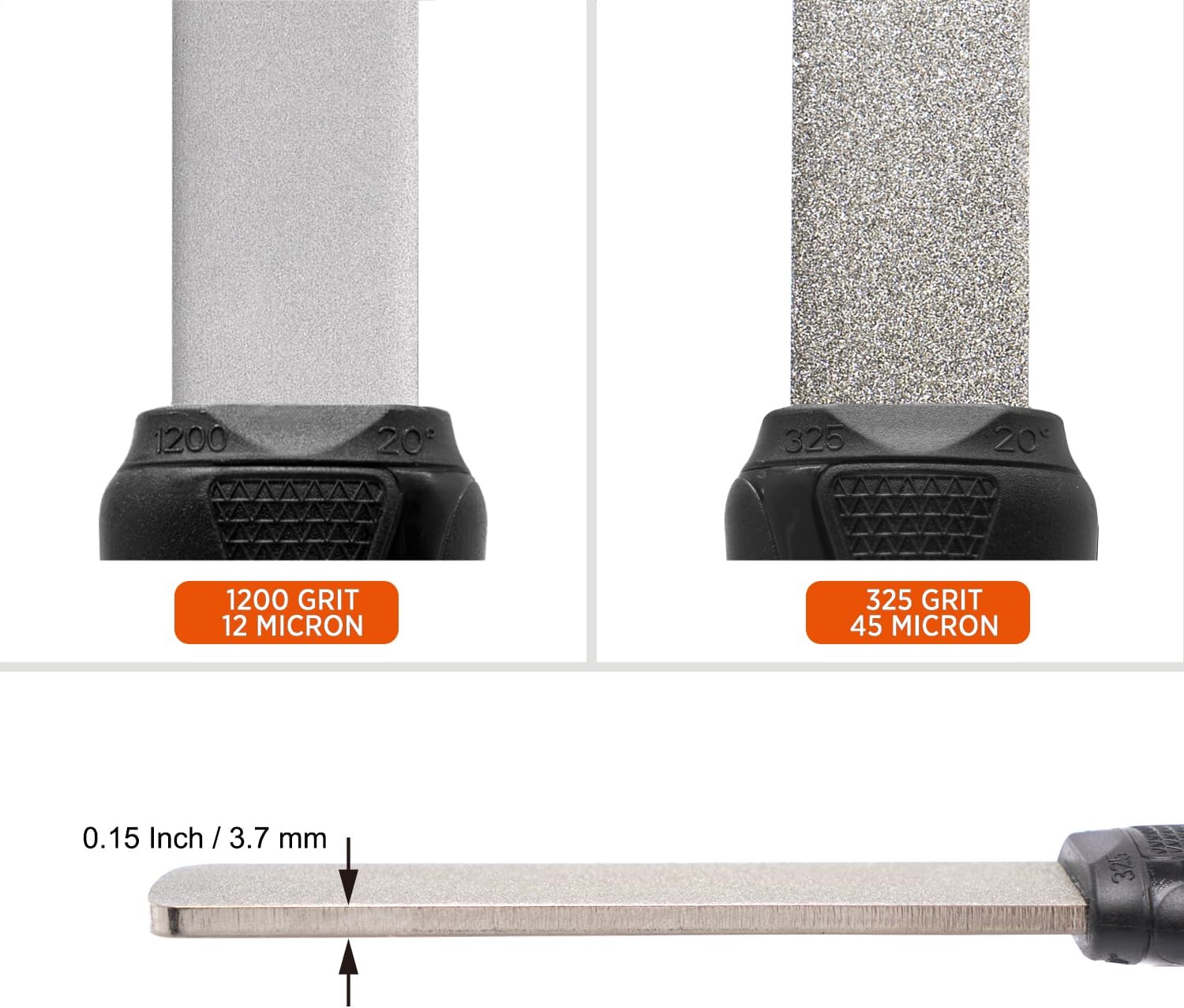 SHARPAL 121N Dual-Grit Diamond Sharpening Stone File Garden Tool Knife Sharpener with Angle Guide Coarse 325 / Extra Fine 1200 Grit for Lawn Mower Blade, Axe, Hatchet, Hedge Shears, Chisels, Drills