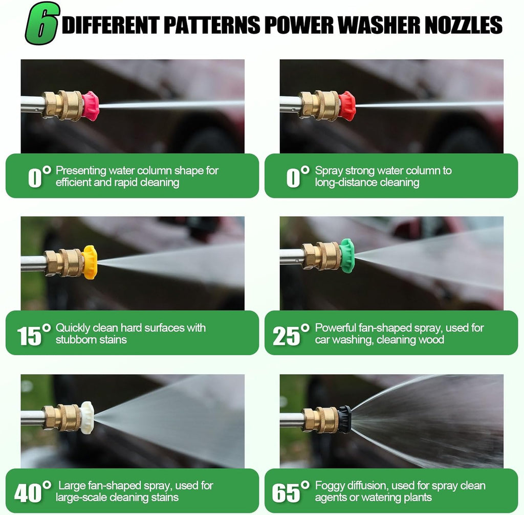 Gutter Cleaning Tools From the Ground, 9 Pack 8 FT Pressure Washer Extension Wand, Power Washer Lance With 6 Pressure Washer Spray Nozzle Tips, 30°, 90°, 120° Gutter Cleaner Curved Rod, 4000 PSI