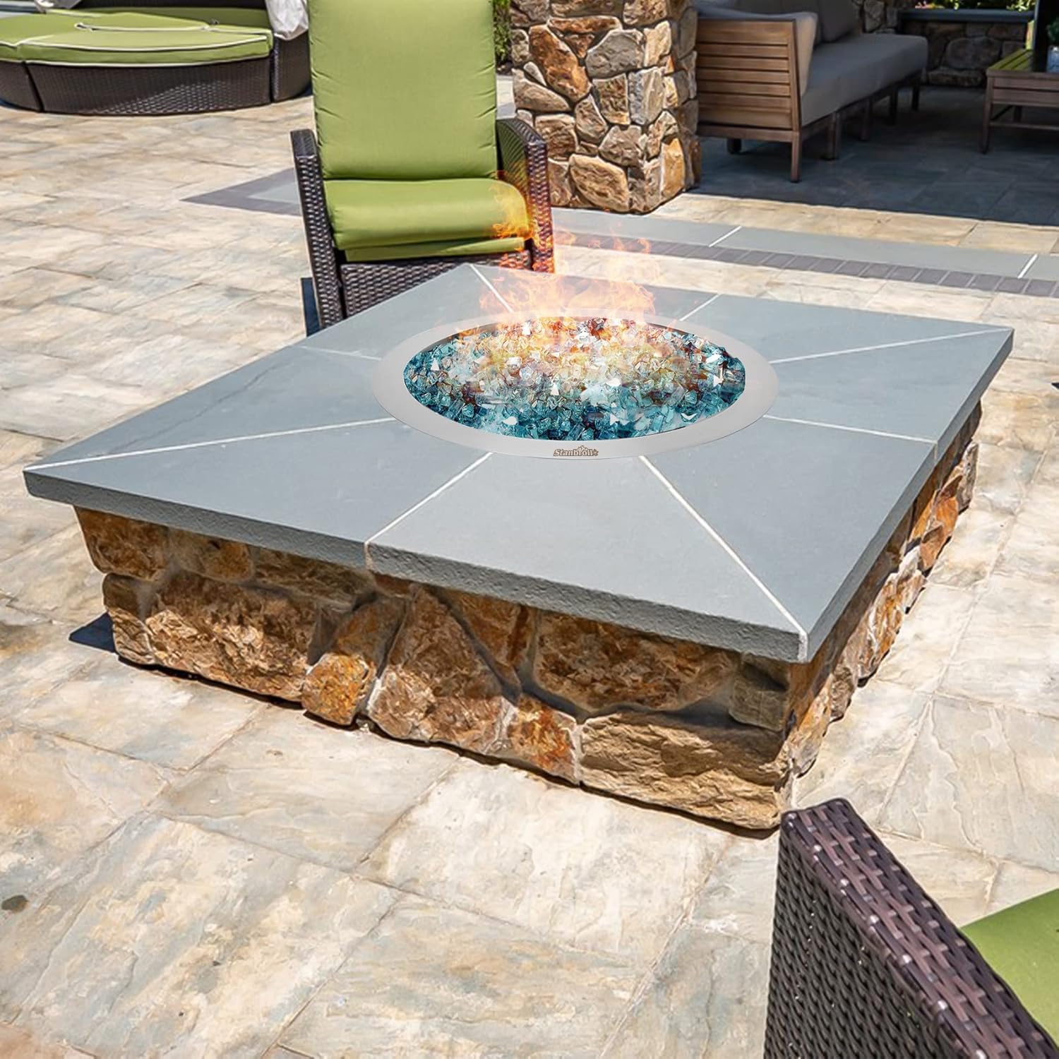 Stanbroil 13-Inch Drop-in Fire Pit Burner Pan, Round Fire Pit Insert for Propane & Natural Gas DIY Fire Table, Stainless Steel Firepit, BTU 88,000 Max