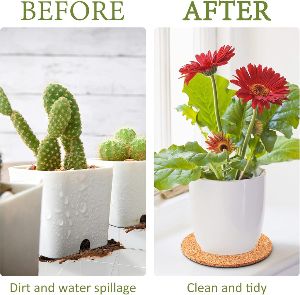 4 Pieces Cork Plant Mats Round Cork Plant Coasters for Garden Pots, DIY Craft Project (4 Inches,6 Inches)