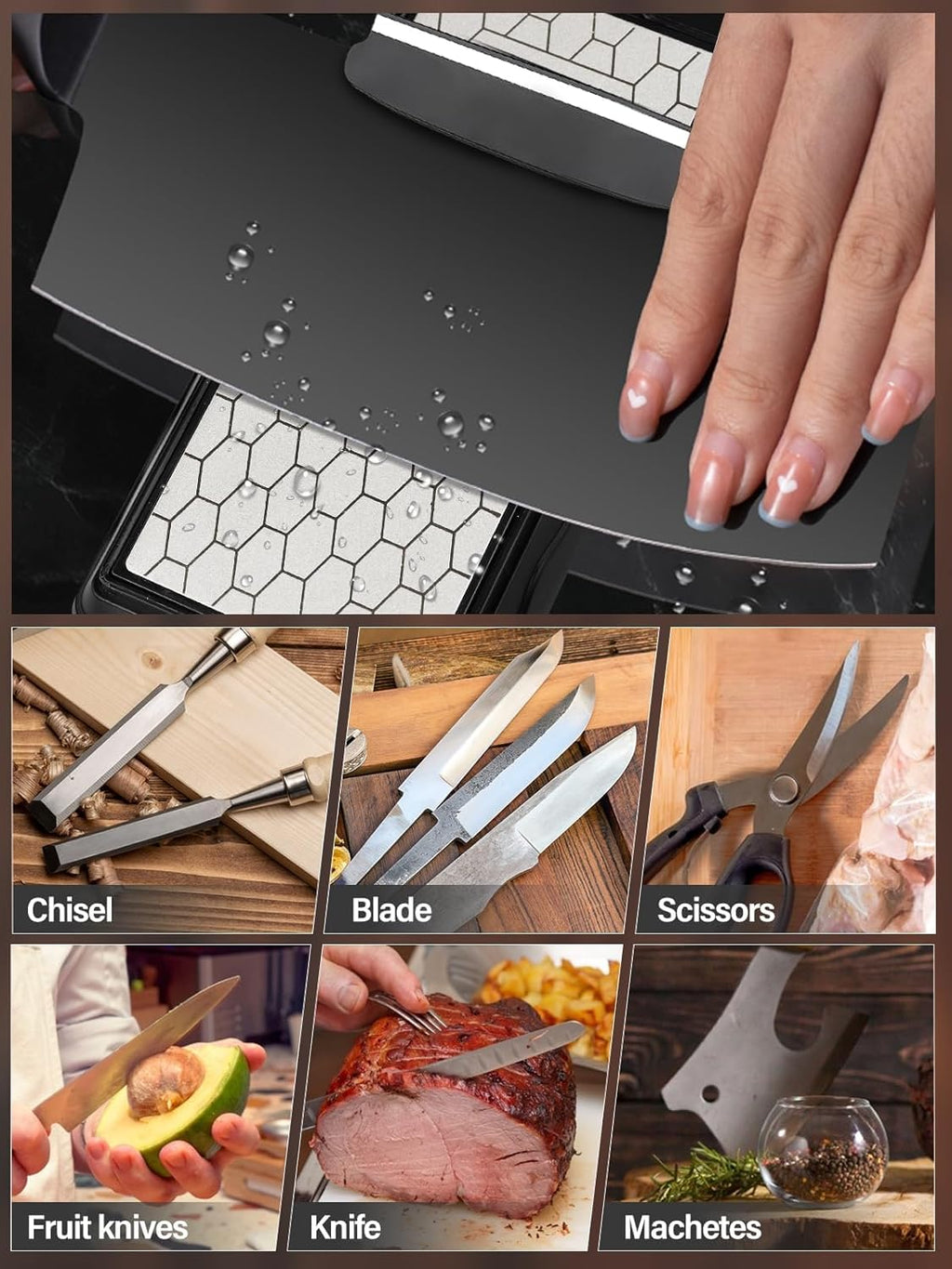 Diamond Sharpening Stones with Honing Guide, Kalolary Knife Sharpener Stone with Non-Slip Base for Chisels Planes Sharpening Stone Set Fine/Coarse Diamond Sharpening Plate with Angle Guide (400/1000)