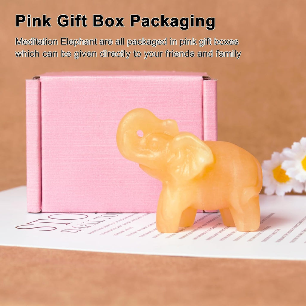 2 Inch Yellow Jade Crystal Elephant Sculpture Handcrafted Healing Stone Animal Figurine Spiritual Home Decor Lucky Charm Gift for Wealth Success Positive Energy and Meditation Lovers