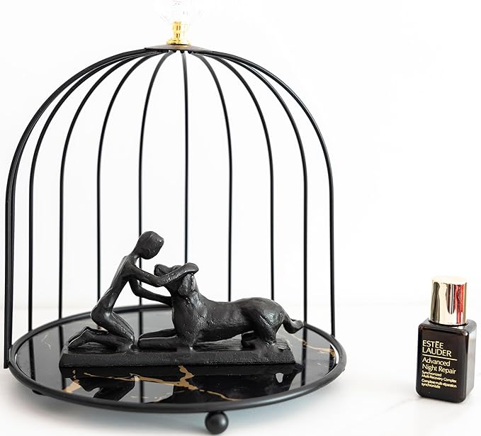 Boy and Dog Statue, Love of Dog Sculpture, Gifts for Dog Lovers, Dog Memorial Gifts for Man and Boy, Cast Iron, Black