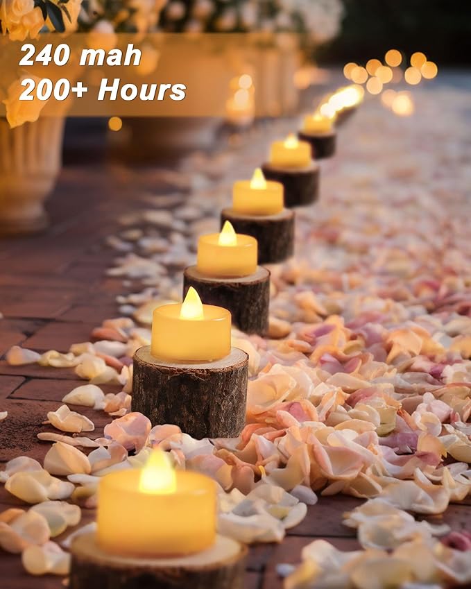 BEICHI Flameless Candles, 50Pack Battery Operated Candles, LED Tea Lights Candles Battery Operated, Flickering Fake Candles for Wedding Halloween Christmas Diwali- Warm Yellow