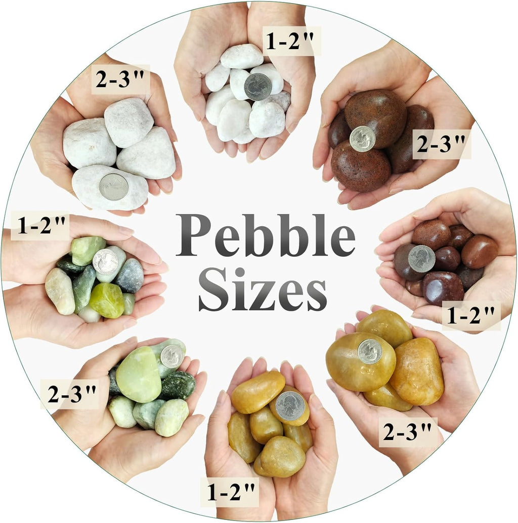10 lbs Polished River Rocks, 2-3 Inch Large Pebbles for Plants, Decorative Stones for Succulent, Landscaping, Vases, Crafting and Garden