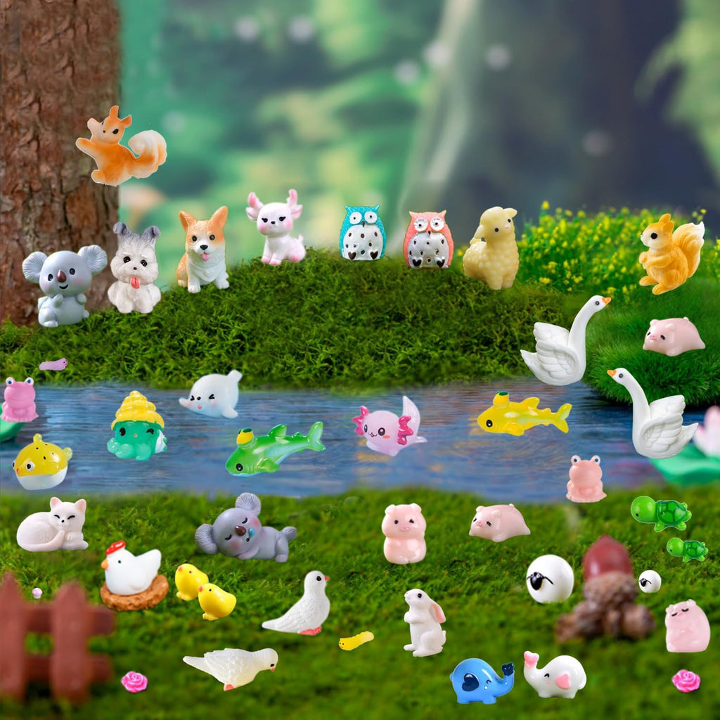 150 Pcs Mini Resin Animals - Tiny Resin Animal Miniature Animals Figurines Small Little Animal Figures Bulk for Fairy Garden Micro Landscape Dollhouse Accessories