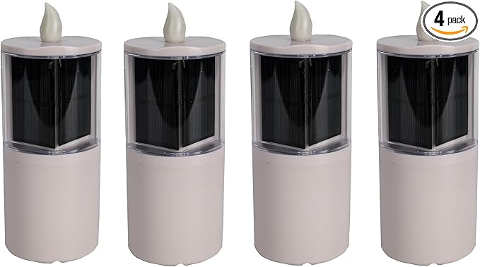 Solar Candles Outdoor Waterproof, Solar Candles for Cemetery, 2.5"x6.5",Dusk to DAW,for Cemetery Grave Garden Patio Yard Lawn Decoration (Set of 4)