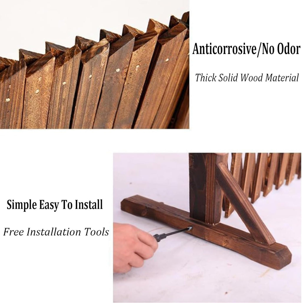 Expandable Wooden Lattice Fence - Retractable Garden Trellis Panel for Climbing Plants, Freestanding Pet Screen, No-Dig Vertical Rack, Brown, 82.67x47.24in