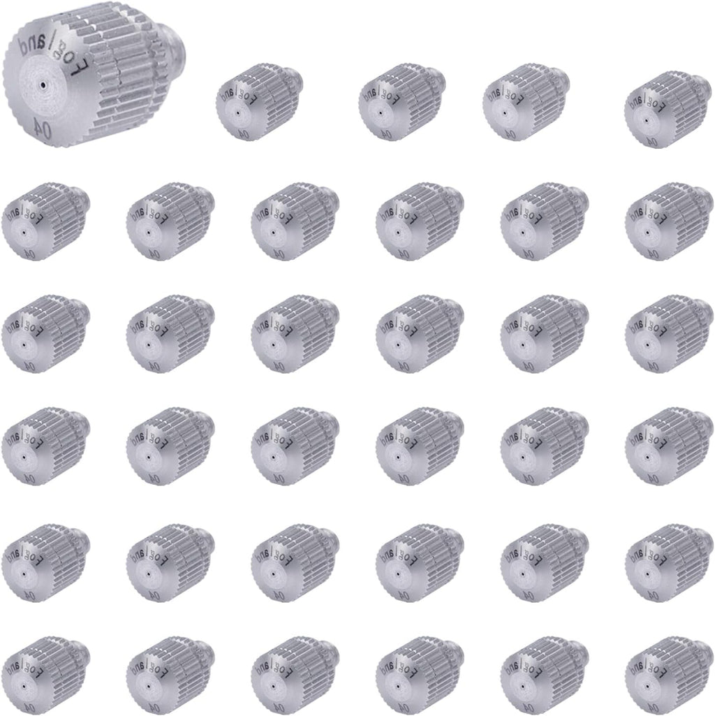 Fogland Misting Nozzles for Cooling System:35pcs Clogging-Prevent Cleanable Stainless Steel Mist Nozzles 0.016" Orifice 10/24 UNC for Patio Garden Trampoline