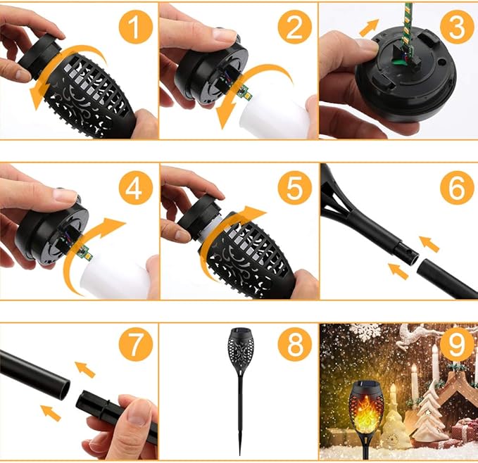 Kurifier Solar Lights Outdoor, 8Pack Solar Torch Light with Flickering Flame, Waterproof Solares Garden Light, Outdoor Solares Lights for Yard, Flame Torches for Outside Decor Decoration Patio Pathway