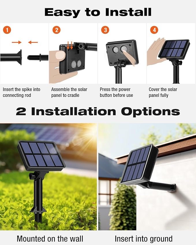 1 Pack Solar Fairy Lights for Outside Waterproof, 49FT/15M 150LED Solar String Lights Outdoor 8 Modes Solar Twinkle Lights for Garden Yard Christmas Tree Wedding Party Decor, Cool White