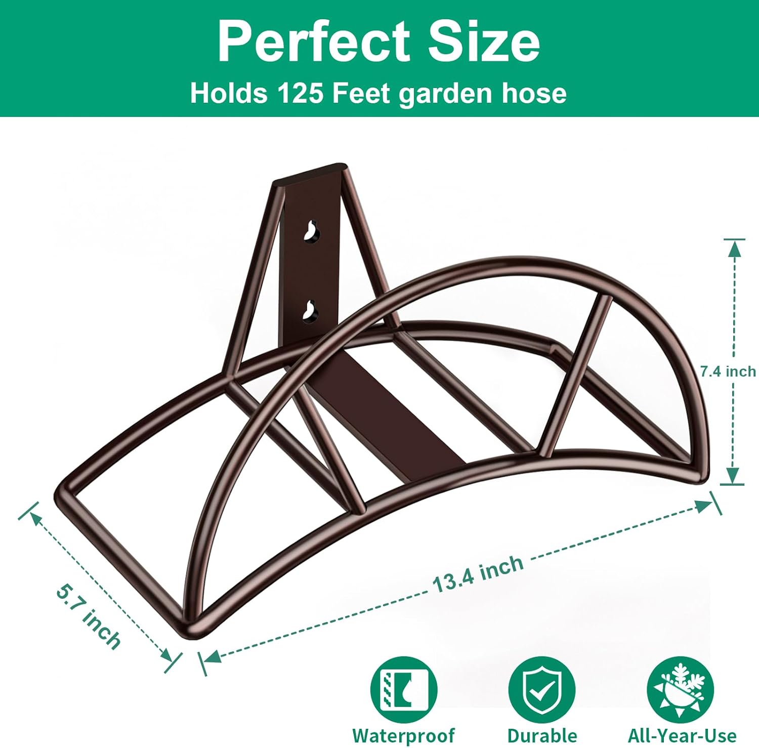 TomCare Garden Hose Holder Heavy Duty Water Hose Holder Wall Mount Hose Hanger Decorative Durable Garden Hose Storage Hose Reel Solid Metal Hose Stand Sturdy Hose Holders for Outside Yard, Bronze