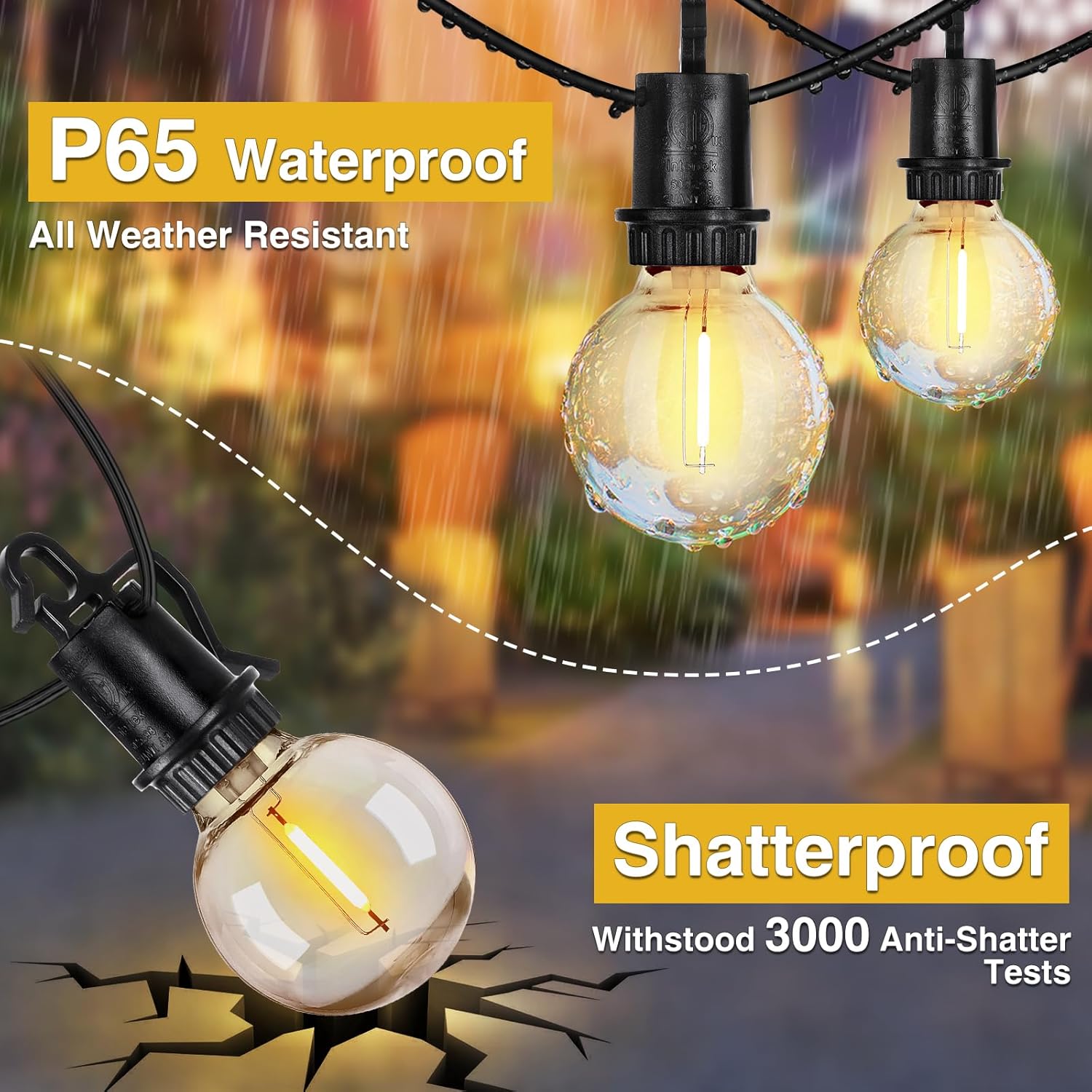 ZJOJO 200FT Outdoor String Lights, G40 Globe Outdoor Lights with 60 Shatterproof LED Bulbs 2700K, IP65 Waterproof Patio Light String Lights for Outside Backyard Porch Party