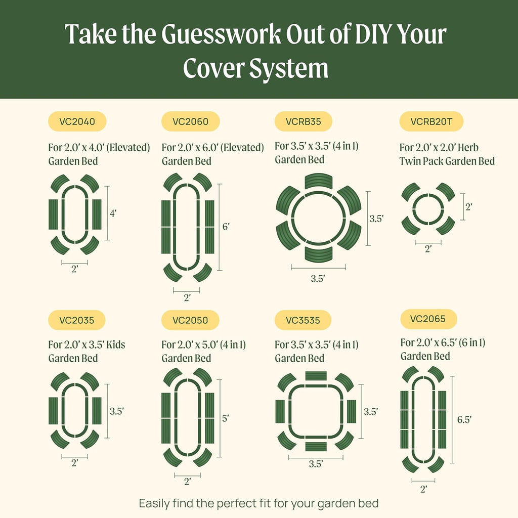 Vego garden Cover System for 3.5' x 3.5' (4 in 1) Garden Bed