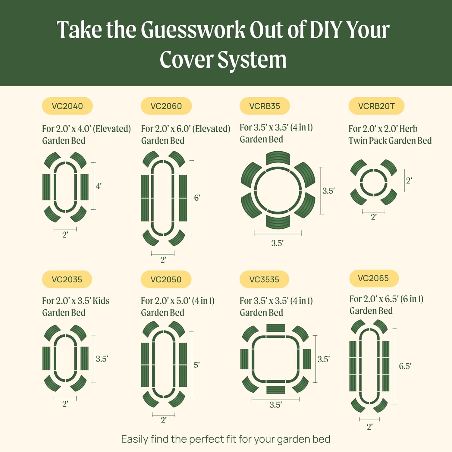 Vego garden Cover System for 3.5' x 3.5' (4 in 1) Garden Bed