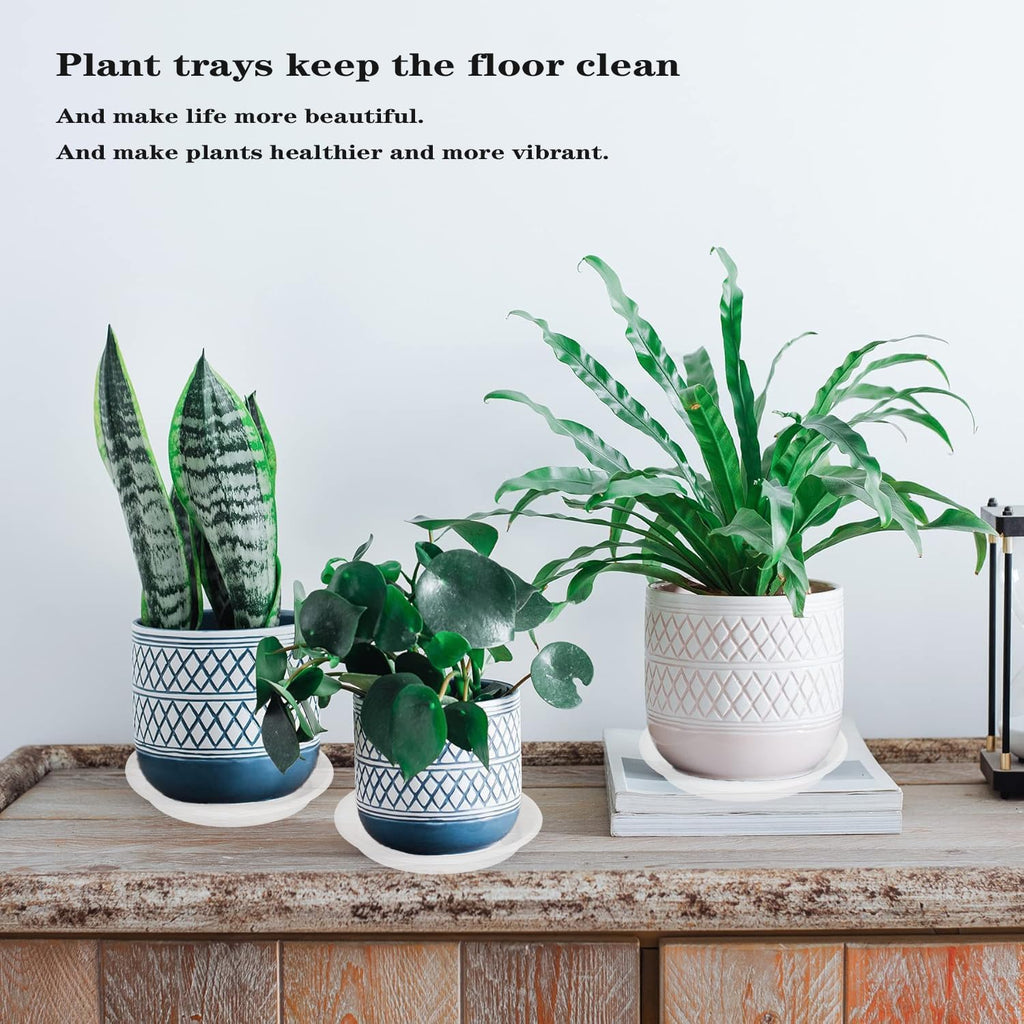 6 Pack Clear Plant Saucer 10 inch, Heavy Duty Plastic Clear Plant Saucers 10 inch, Durable Plant Tray for Pots, Flower Saucers for Indoors, Plant Pot Saucers, Trays for Planter 8"/9"/10"