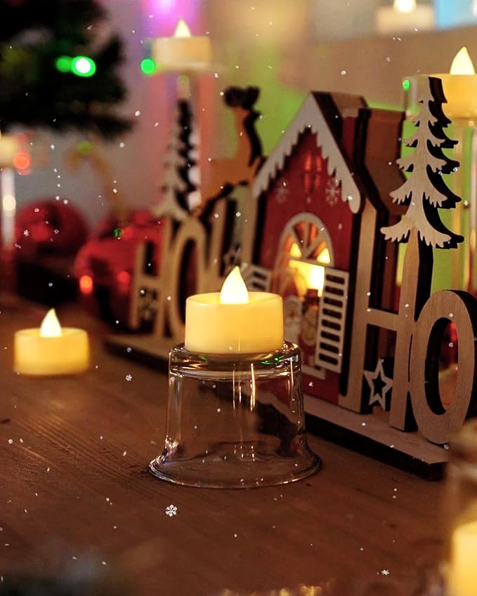 BEICHI Flameless Candles, 24Pack Battery Operated Candles, LED Tea Lights Candles Battery Operated, Flickering Fake Candles for Wedding Party Home Decor- Warm White, Ivory Base