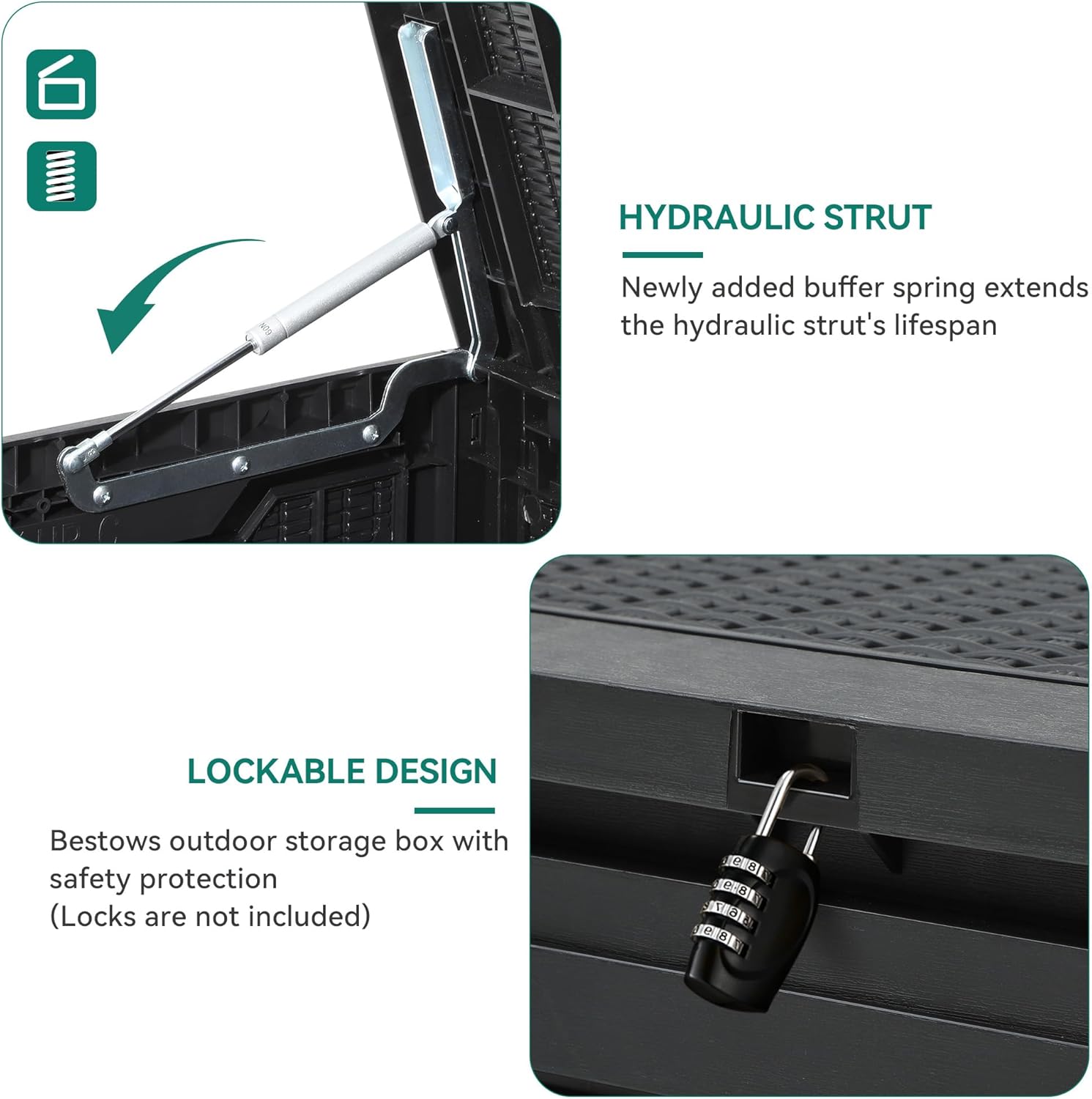 YITAHOME 100 Gallon Outdoor Storage Box, Large Water Resistant Resin Deck Box, Indoor Outdoor Lockable Storage Container for Patio, Garden, Cushions, Tools, Equipment (Black)