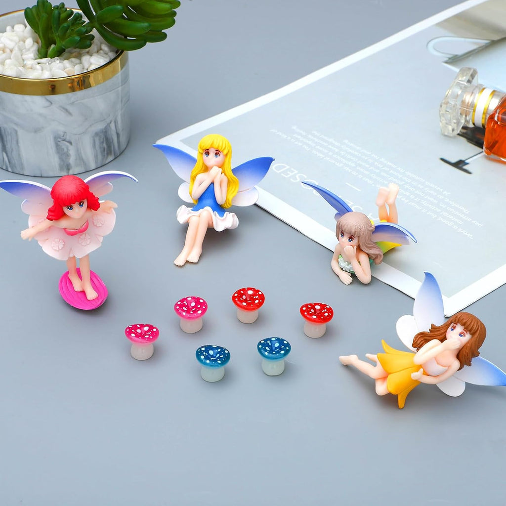 ONEST 6 Pieces Miniature Fairy Garden Accessories Small Fairy Figurines Hand Painted Fairies Figures for Car Decor Garden Flower Pot Birthday Cake Topper