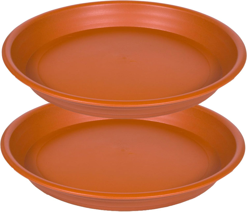 Plant Saucer Pot Tray 10 inch, 2 Packs Plant Drainage Trays, Plastic Flower Planter Saucers and Drip Trays for Indoors, Heavy Durable Plant Plate Water Catcher (Terracotta)
