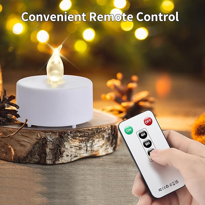Tea Light Candles with Remote Control,50pack Flickering Flameless LED Candle,Long Lasting 400+Hours,Battery Operated with Timer for Home Decoration Seasonal &Festival Celebration WarmWhite
