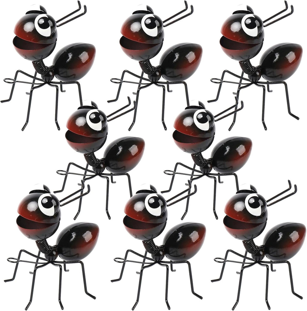 Metal Yard Art Garden Decor for Outside Cute Ants Yard Decorations Outdoor Lawn Ornaments Backyard Gifts for Mom - Set of 8（All Black）