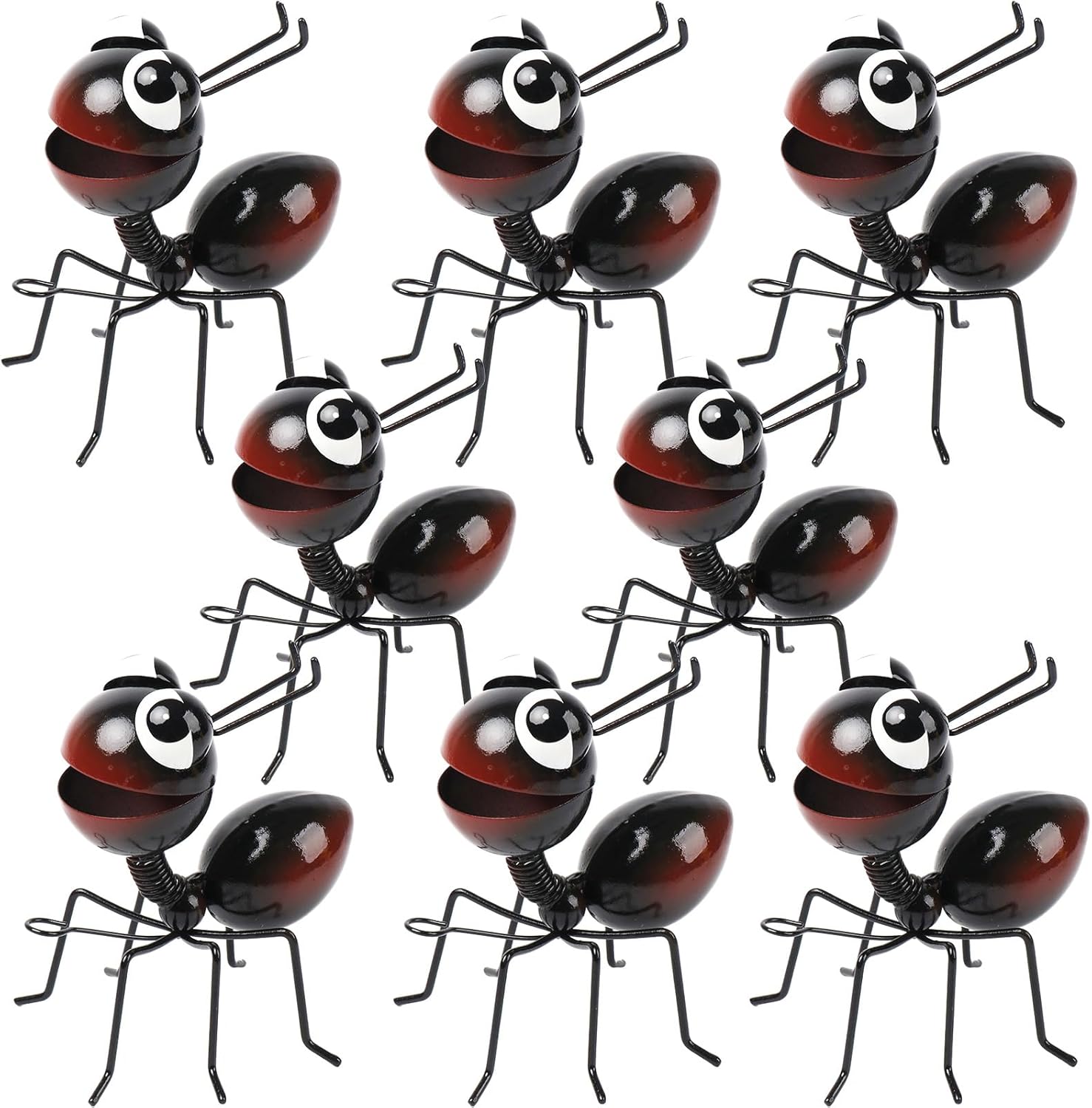 Metal Yard Art Garden Decor for Outside Cute Ants Yard Decorations Outdoor Lawn Ornaments Backyard Gifts for Mom - Set of 8（All Black）