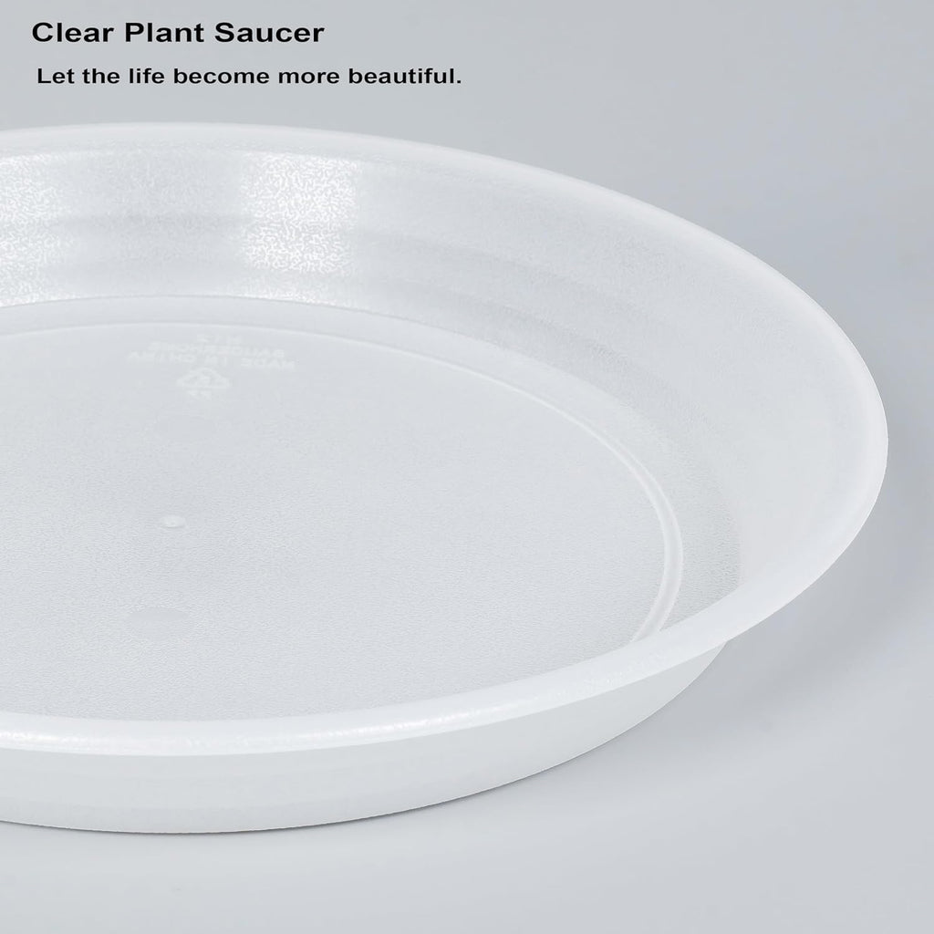 Plant Saucer 2 Pack of 8 inch, Clear Plastic Flower Planter Saucers and Drip Trays for Indoors Outdoors, Heavy Durable Plant Plate Water Catcher