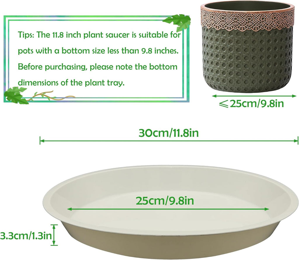 6 Pack 12 Inch Round Plant Saucers for Less 9.8 Inch Pot Indoors Outdoors Plant Trays for Pots Planter Saucer Plastic Plant Drip Tray Planter Water Tray for Potted Plants(White, 11.8"(6pcs))