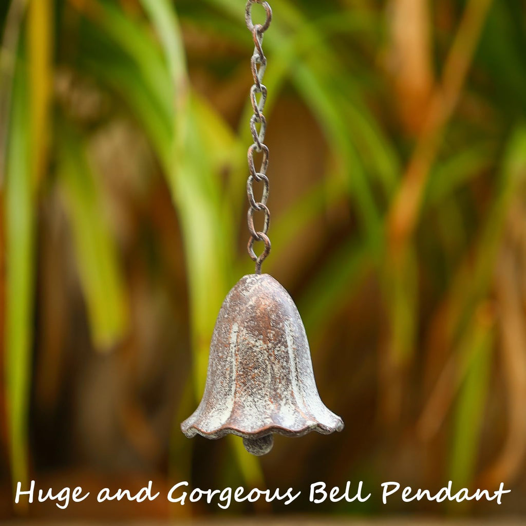 Sun Face Rain Chains, 8.5 Feet Length, Rain Gutter Chains, Functional and Decorative Replacement for Gutter Downspouts, Metal Loop Rain Catcher Chain, Rain Chains for Outside Garden Balcony Porch