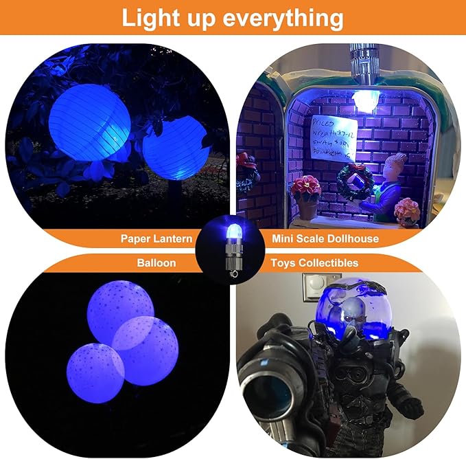 SumDirect Pack of 12/30/50/100 Colorful LED Mini Non-Blinking Lights for Paper Lanterns Balloons Floral Wedding Halloween Christmas Party Decoration Centerpieces (12, Blue)