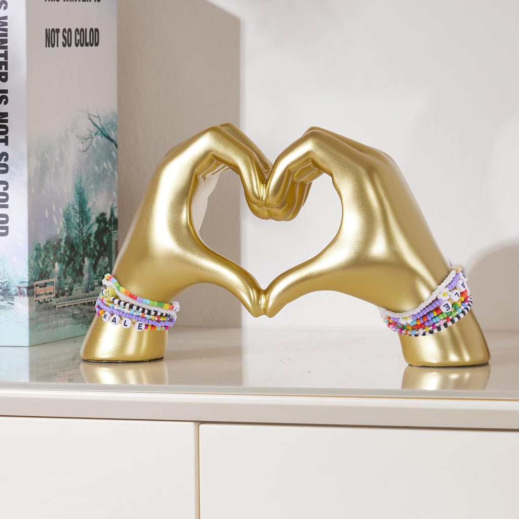 Gold Heart Hands Sculpture, Decor for Living Room Bedroom Bookshelf, Mother's Gifts Form duaghter Son, Gifts for Mom Mother' s Day, Father's Day (No Bracelets)