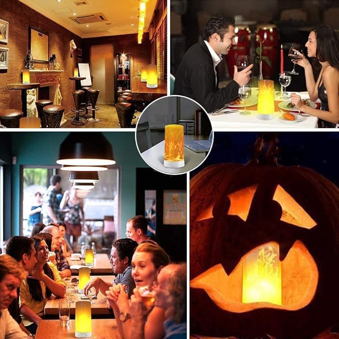 Led Flame Light,USB Rechargeable LED Fire Candles Outdoor Hanging Lamps with Remote for Home Party Halloween Christmas Decoration (Warm White)