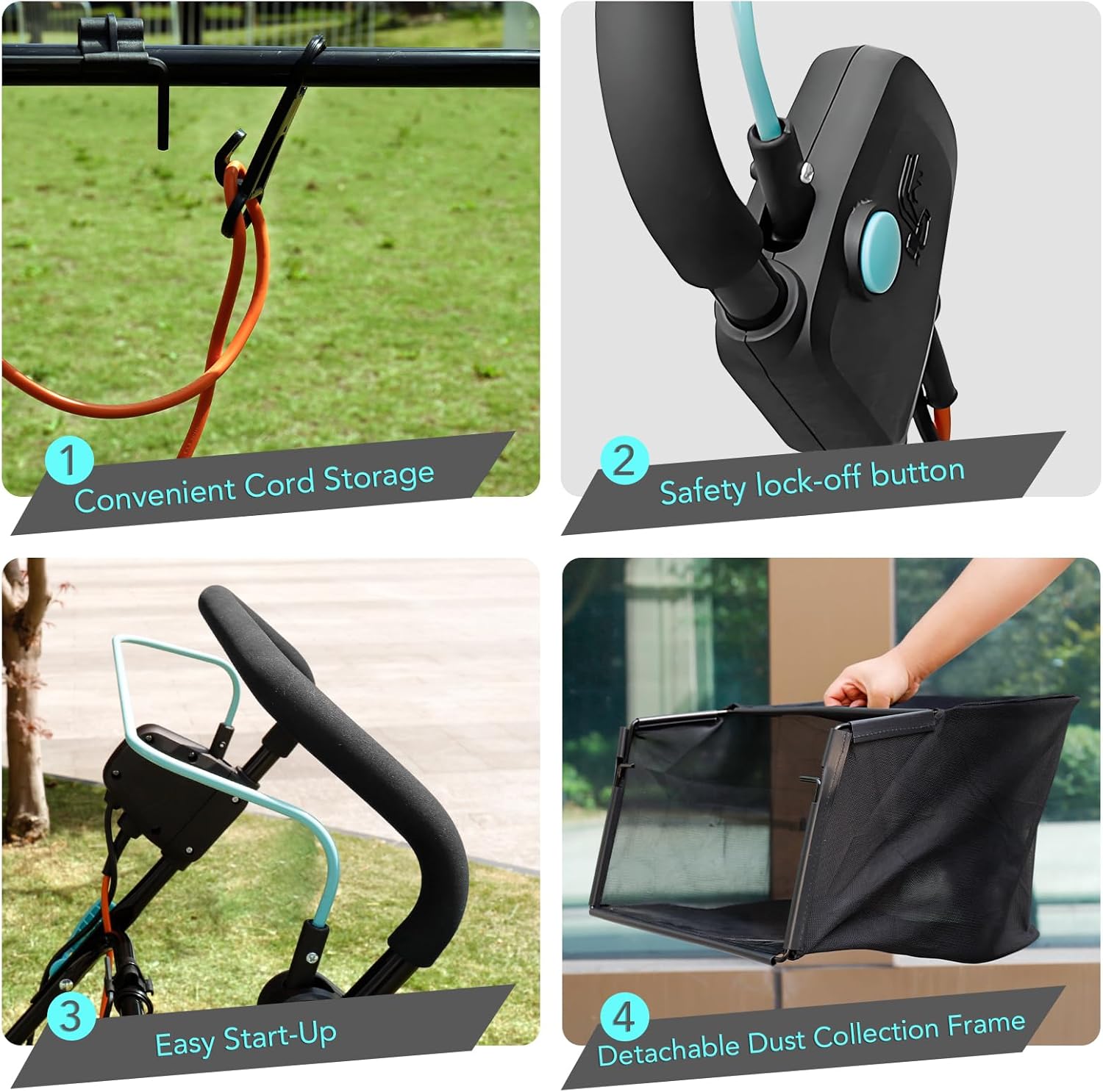 16-Inch 15-Amp 2-in-1 Electric Dethatcher and Lawn Scarifier with 14.5-Gallon Collection Bag, 5-Position Depth Adjustment, Lawn Care Machine for Thatch Removal and Grass Revitalization - XSS16D