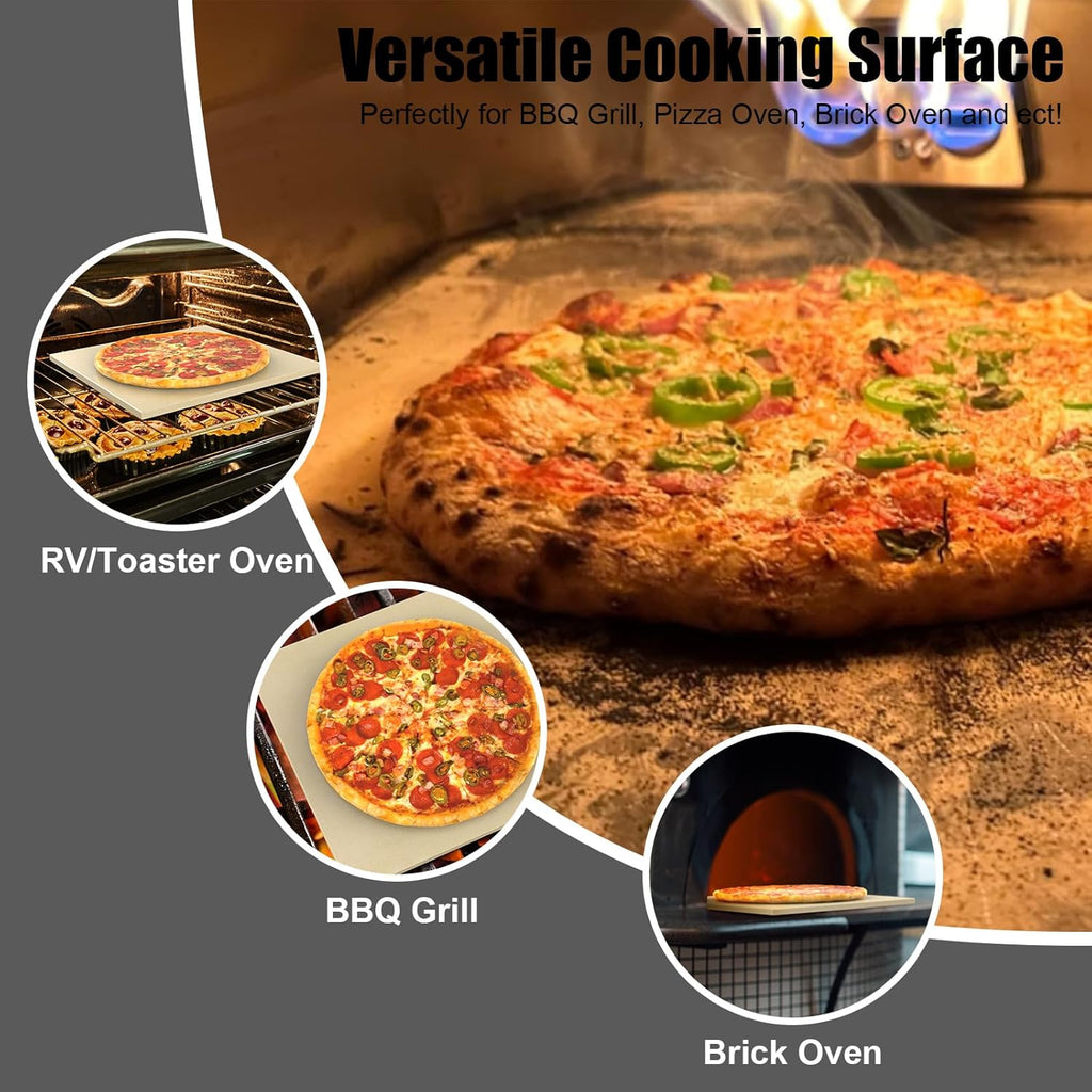 Pizza Stone Replacement for Ooni Karu 16 Multi-Fuel Pizza Oven, Heavy Duty Ceramic Grill Plate Accessories Pizza Baking Stone for Oven/Grill, Thermal Shock Resistant