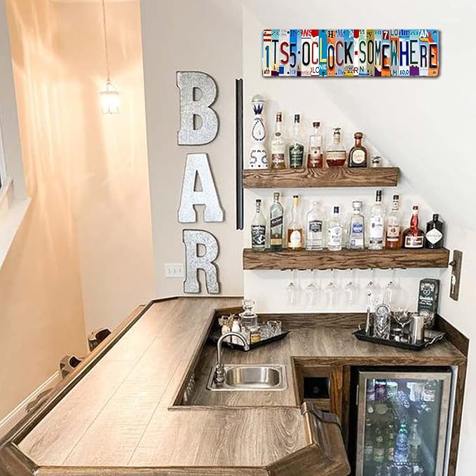Bar Signs For Home Bar Decor Its 5 O'Clock Somewhere Sign Funny Metal Tin Sign Outdoor Bar Accessories Vintage Surfboard Decor Street Signs For Bedroom Bar Wall Decor Garage Decor It'S Five O'Clock