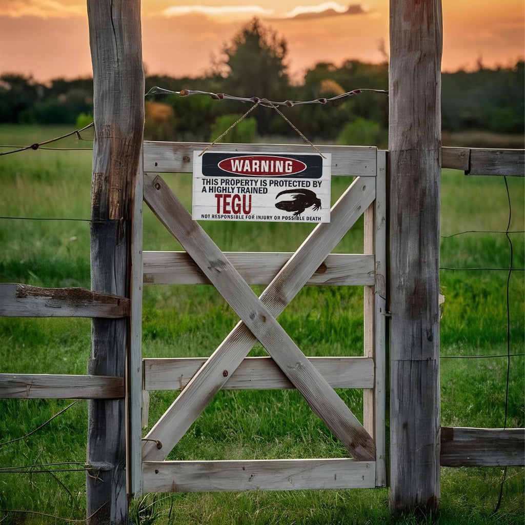 Warning Sign, Tegu Warning Wood Plaque Sign, Funny Door Signs, Decorative Wood Hanging Suspension Plaque, Farmhouse Wooden Wall Decor, Outdoor Hanging Wooden Signs