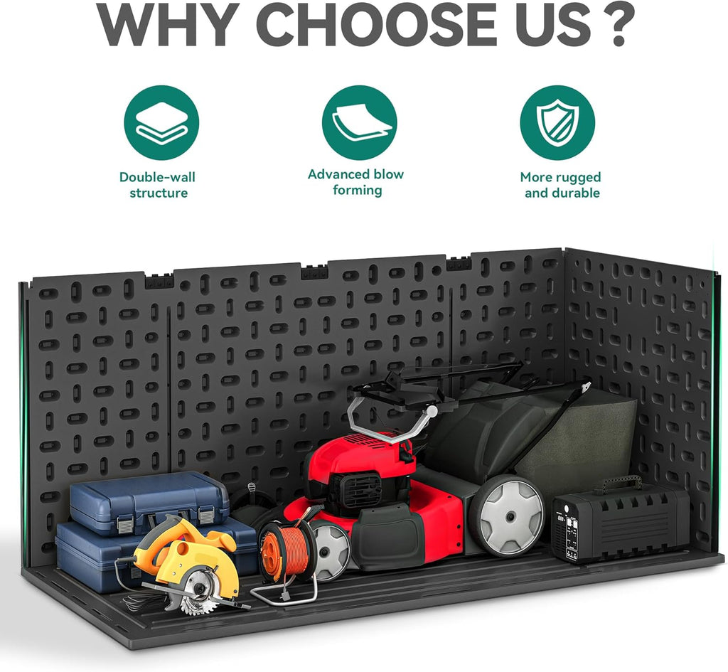 YITAHOME 260 Gallon Double-Wall Deck Box with Divider & Side Handles, Outdoor Large Storage for Patio Furniture Cushions, Garden Pool Accessories, Water Resistant & Lockable