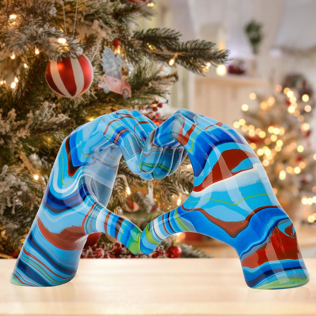 Fluid Blue Decor for Living Room Bedroom Bookshelf Coffe Table, Personalized Finger Home Accents, Modern Art Aesthetic Statues, Resin Sculpture for Reading Decor