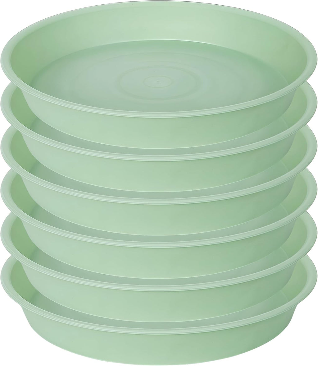 6 Pack of 12 inch Plant Saucer, Heavy Duty Plastic Plant Saucer 12" Round, Durable Plant Tray for Pots, Plant Saucers for Indoors, Plant Trays for Planter (12", Light Green)
