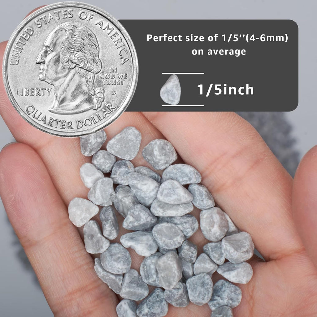 10LB Grey Tumbled Decorative Gravel – 1/5 Inch Unpolished Natural Stones for Planters, Succulents, and Vase Fillers, Perfect for Gardening and Landscaping Projects