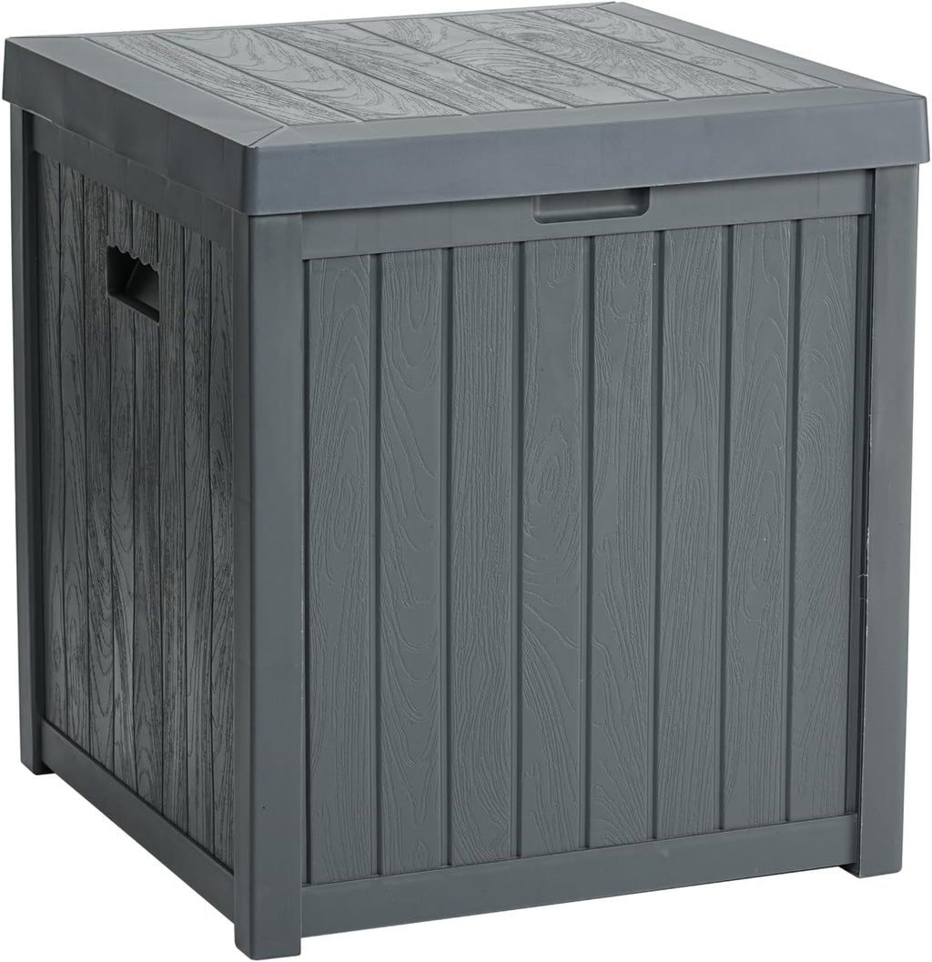 Deck Box, 51 Gallon Package Bin Delivery Box for Outside Front Porch, Small Patio Outdoor Storage Boxes Waterproof, UV Resistant Plastic Resin Pool Storage Bins with lids, Grey