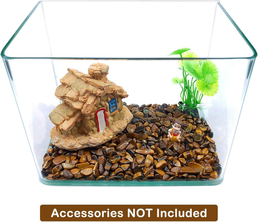 WAYBER Decorative Rocks, 2 Lbs/920g (Fill 1.8 Cups) Tiger's Eye Stones Irregular Gem Pebbles Quartz Gravel for Aquarium Turtle Tank Decoration/Succulent Plants Ornament/Flowerpot Vase Landscape