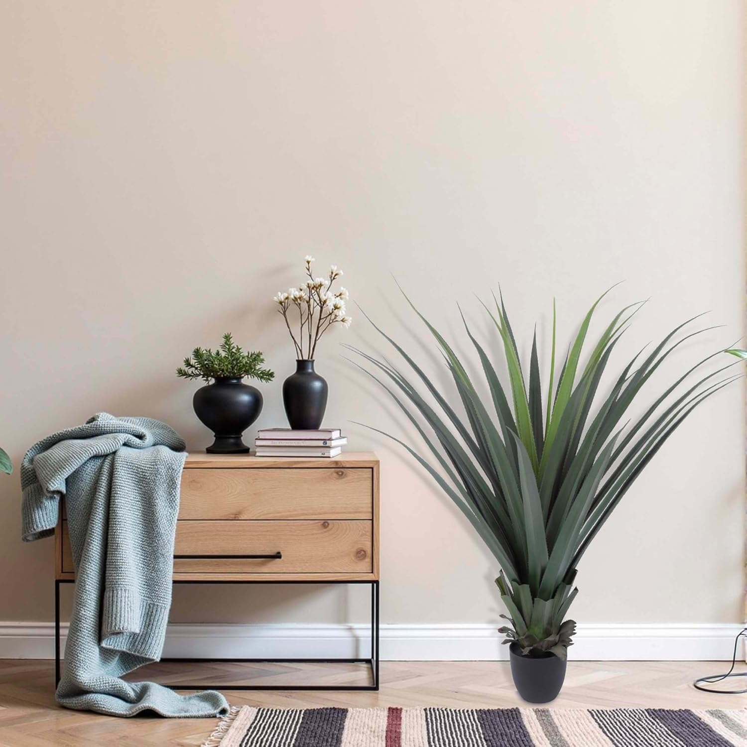 Artificial Spiked Agave Plant 40inch Faux Agave Plants for Front Porch Patio Indoor Outdoor Home Office Decor