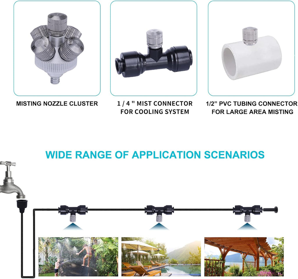 Fogland Misting Nozzles for Cooling System:20pcs Clogging-Prevent Cleanable Stainless Steel Mist Nozzles 0.024" Orifice 10/24 UNC for Patio Garden Trampoline