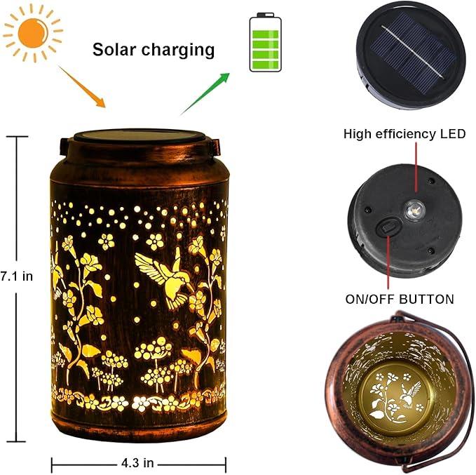 Lawn Ornaments Hummingbird Solar Lights Outdoor Decorative for Outside,Garden Decorations Birthday Retirement Gift for Women