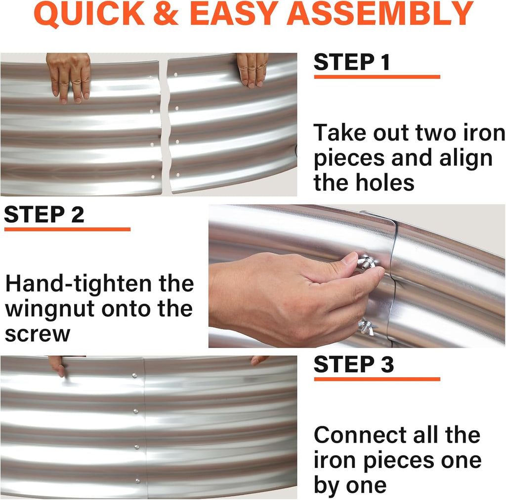 HGD 60 Inch Large Galvanized Steel Metal Fire Pit Ring - 5FT Heavy Duty Fire Rings for Outside Wood Burning - 12" Tall Portable Bonfire Firepit for Backyard, Patio, Camping