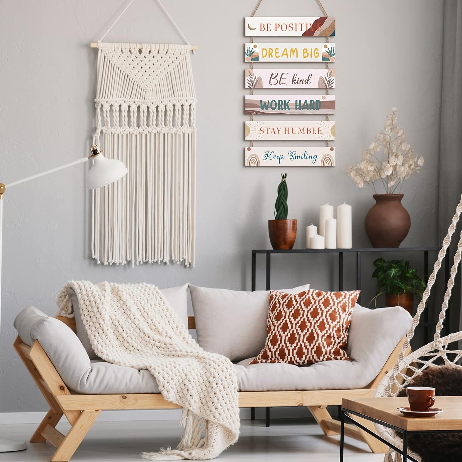 6 Pieces Rustic Wall Hanging Plaque Sign Inspirational Wall Art Farmhouse Wooden Door Signs Positive Plaque with Quotes Motivational Quote Decor for Office Bedroom Living Room(Cute Style)