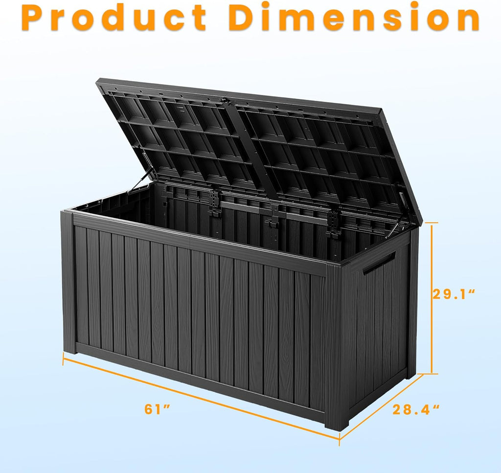 180 Gallon Double-Wall Resin Deck Box - Lockable Waterproof Outdoor Storage Box, 1000lbs Capacity & Doubles as Seating for Patio Furniture, Garden Tools, Pool Accessoriess (Black)