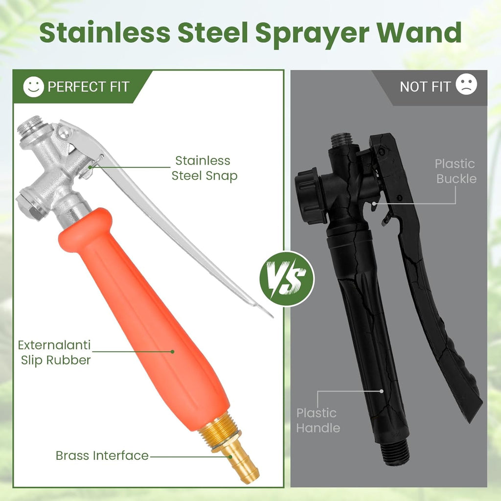 2Pcs 29" All Metal Replacement Sprayer Wand, Suitable for 1/2" Hose Quick Connector, 1/4" & 3/8" & 1/2" Brass Barb Spray Wand, Built-in Shut Valve Stainless Steel Spray Wand